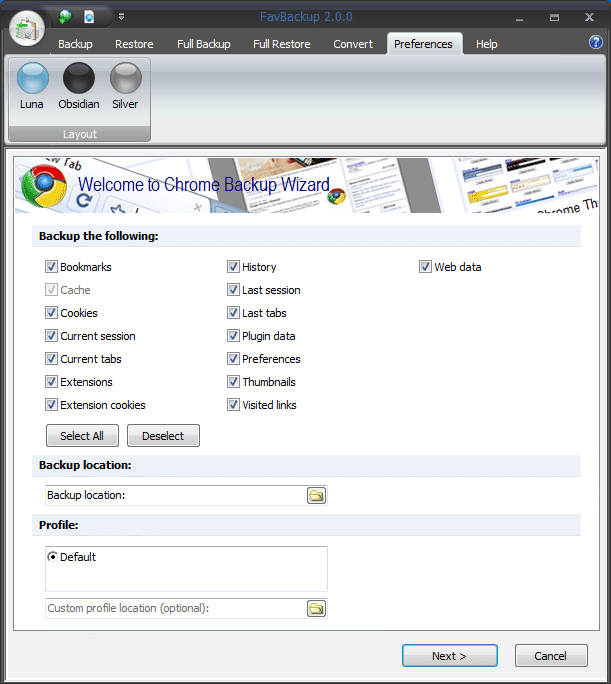 Backup and Restore Web Browsers