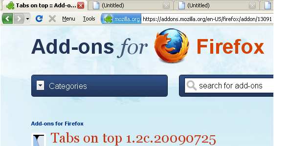 Firefox Tabs on Top Add-On
