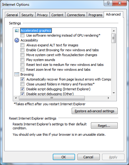 Internet Explorer Configuration
