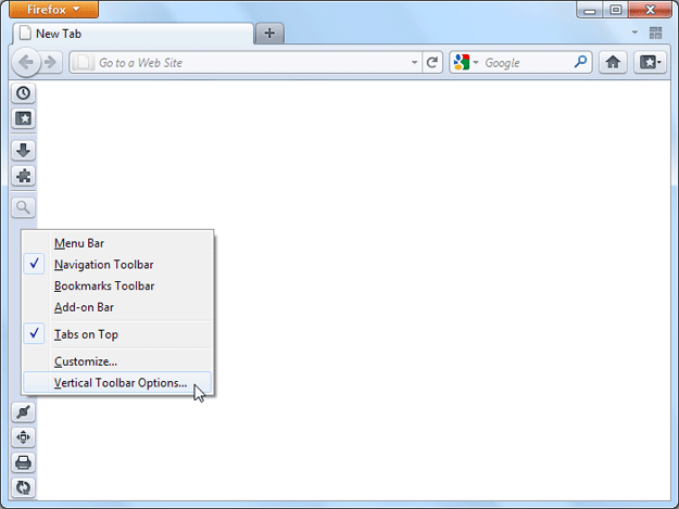 Add Vertical Firefox Toolbar