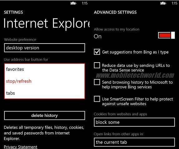 Windows Phone 8 Internet Explorer 10 Features Leaked