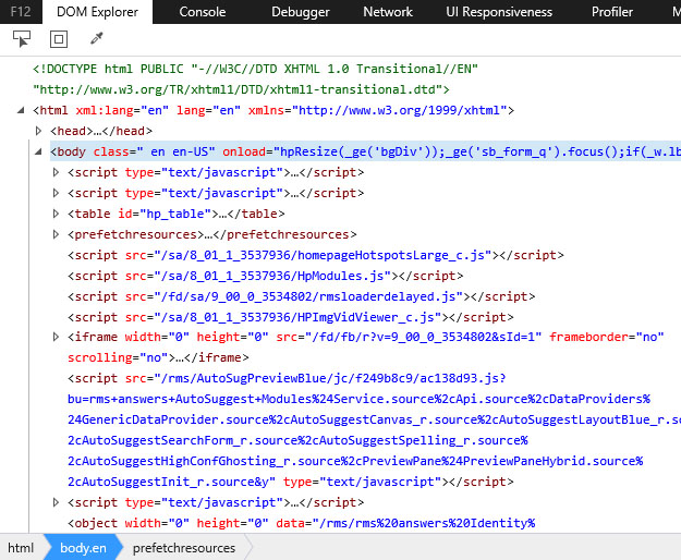 Redesigned IE F12 Developer Tools Interface Is Here